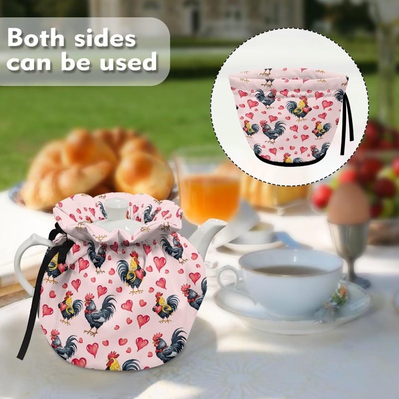 Fonplted Rooster Tea Pot Dust Cover Decorative Waterproof Tea Cozy for Teapot Cute Home Decorative Tea Pot Warmer for Kitchen Office Easy to Install - Image 4